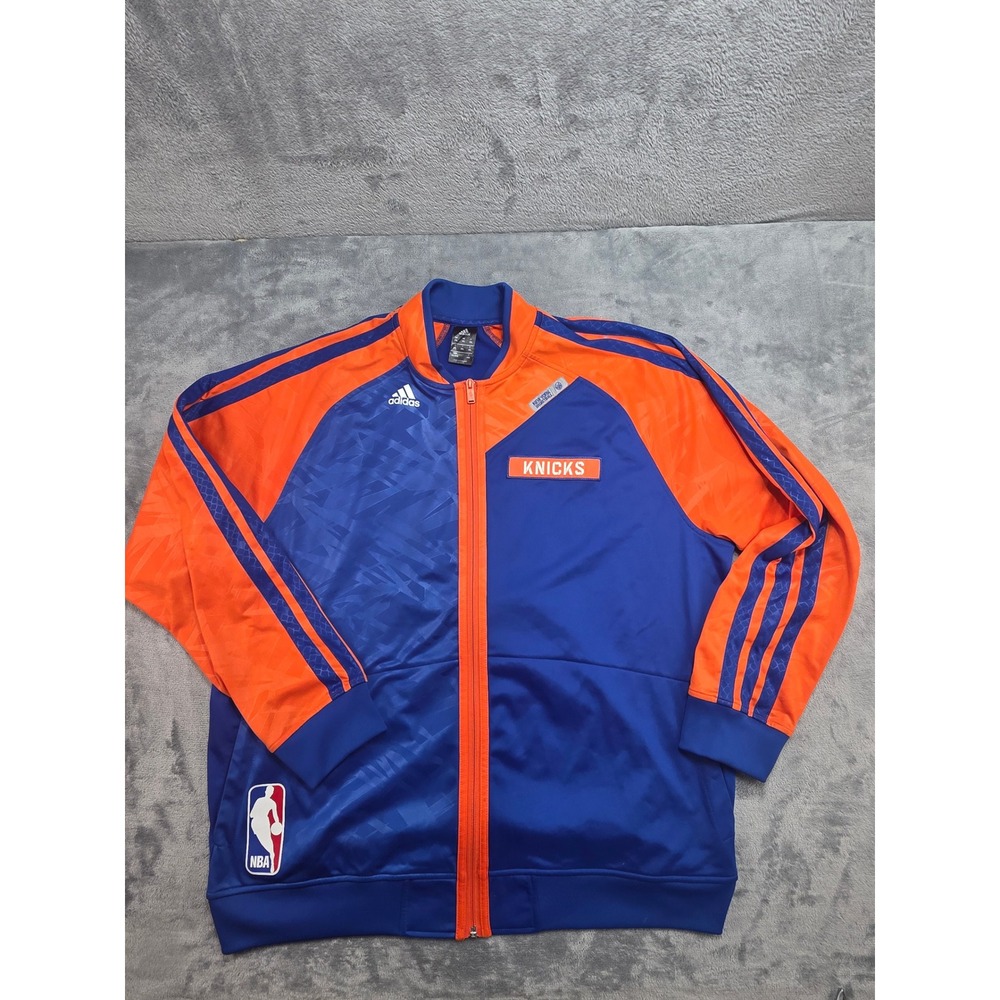 Adidas New York Knicks NBA Full Zip Track Jacket Blue Orange Mens 2XL